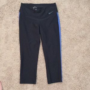 Nike Black and Blue Capri Leggings